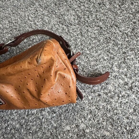 Dooney & Bourke Ostrich Hobo Shoulder Bag Brown Leather Zip Purse - Picture 7 of 12